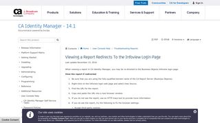 Viewing a Report Redirects To the Infoview Login Page - CA Identity ...