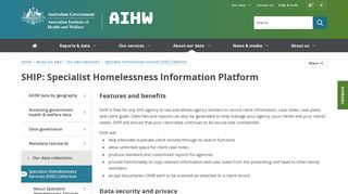 SHIP: Specialist Homelessness Information Platform - Australian ...