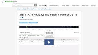 Sign In And Navigate The Referral Partner Center - Classic Infusionsoft