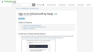 Sign in to Infusionsoft | Infusionsoft by Keap - Infusionsoft Help Center