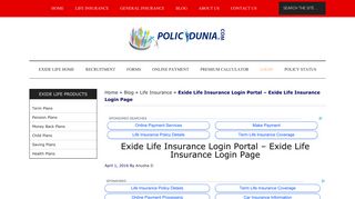 Exide Life Insurance Login - Insurance Policies in India
