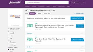 $25 Off ING Direct Australia Coupon, Promo Codes - RetailMeNot