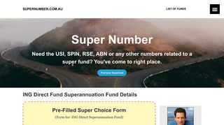 ING Direct Superannuation Fund's USI Number, ABN & SPIN.