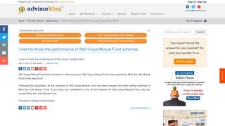 I want to know the performance of ING Vysya Mutual Fund schemes ...