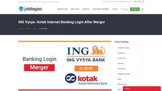 ING Vysya- Kotak Internet Banking login after merger – Joblagao.com