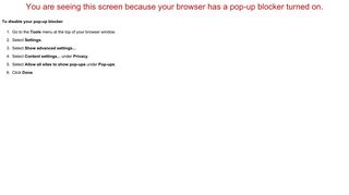 Pop-up Blocker Detected