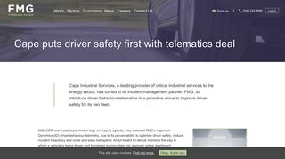 Cape puts driver safety first with telematics deal | FMG Incident ...