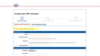 Ingenuity Systems IPA Software Create Account Page - Analyze ...