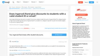 Does Ingersoll Rand give discounts to students with a valid student ID ...