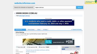 ingnv.com.au at WI. Online Banking - Website Informer