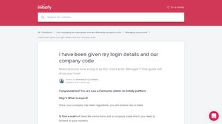 I have been given my login and company code | Initiafy Help Center