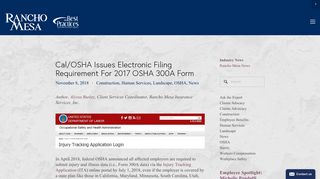 Cal/OSHA Issues Electronic Filing Requirement For 2017 OSHA 300A ...