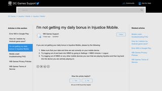 I'm not getting my daily bonus in Injustice Mobile. – DC Games