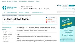 How to file a GST return in the My business section of myIR - IRD