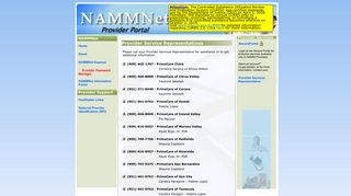 NAMMNet Provider Portal - Provider Service Representatives