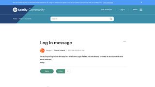Log In message - The Spotify Community