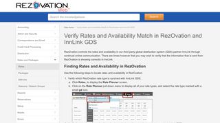 Verify Rates and Availability Match in RezOvation and InnLink GDS