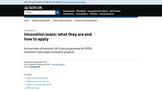 Innovation loans: what they are and how to apply - GOV.UK