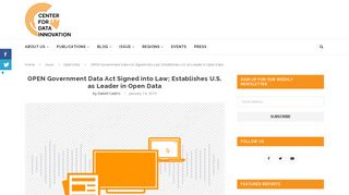 OPEN Government Data Act Signed into Law; Establishes U.S. as ...
