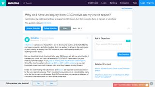 Why do I have an inquiry from CBCInnovis on my credit report?