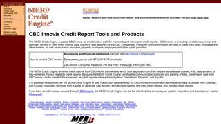 CBC Innovis Credit Report Tools and Products - MERit Credit Engine