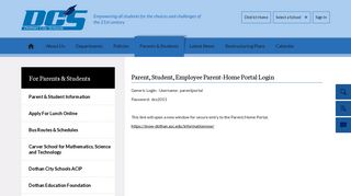 Parent, Student, Employee Parent-Home Portal Login