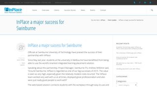 InPlace a major success for Swinburne