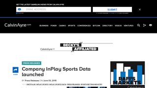 Company InPlay Sports Data launched - CalvinAyre.com
