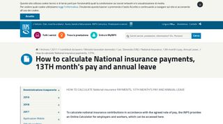 How to calculate National insurance payments, 13TH month's ... - Inps