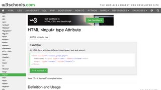 HTML input type Attribute - W3Schools