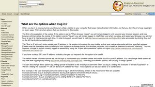 What are the options when I log in? - InsaneJournal
