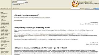 Accounts FAQ category - InsaneJournal