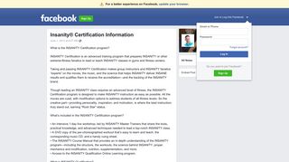 Insanity® Certification Information - Facebook