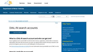 DIAL-IN search accounts | New York State Department of Motor Vehicles