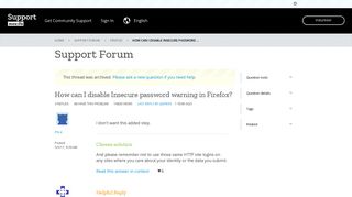 How can I disable Insecure password warning in Firefox? | Firefox ...