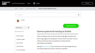 Insecure password warning in Firefox | Firefox Help - Mozilla Support