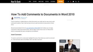 How To Add Comments to Documents in Word 2010 - How-To Geek
