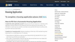 Housing Application :: Residence Life :: California Baptist University