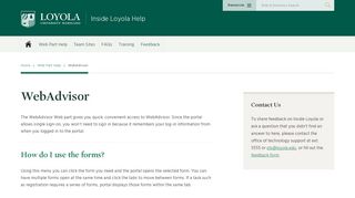 WebAdvisor - Inside Loyola Help - Loyola University Maryland