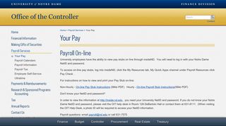 Your Pay // Office of the Controller // University of Notre Dame