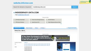 insidebrady.okta.com at WI. Brady Corp - Sign In - Website Informer