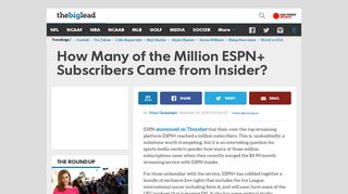 How Many of the Million ESPN+ Subscribers Came from Insider? | The ...
