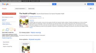 The Health of People: How the Social Sciences Can Improve Population ...