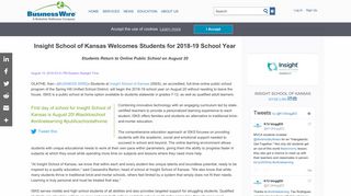 Insight School of Kansas Welcomes Students for 2018 ... - Business Wire