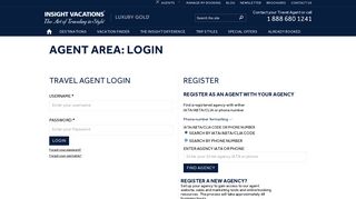 Agent area: Login | Insight Vacations