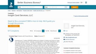 Insight Card Services, LLC | Complaints | Better Business Bureau ...