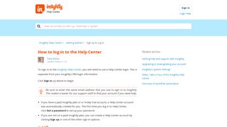 How to log in to the Help Center – Insightly Help Center