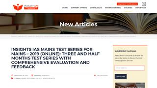 INSIGHTS IAS MAINS TEST SERIES FOR MAINS - 2019 (ONLINE ...