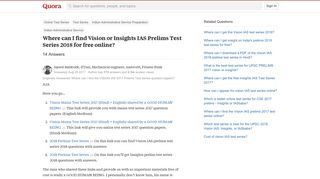 Where can I find Vision or Insights IAS Prelims Test Series 2018 ...