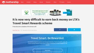 It is now very difficult to earn back money on LTA's Travel Smart ...